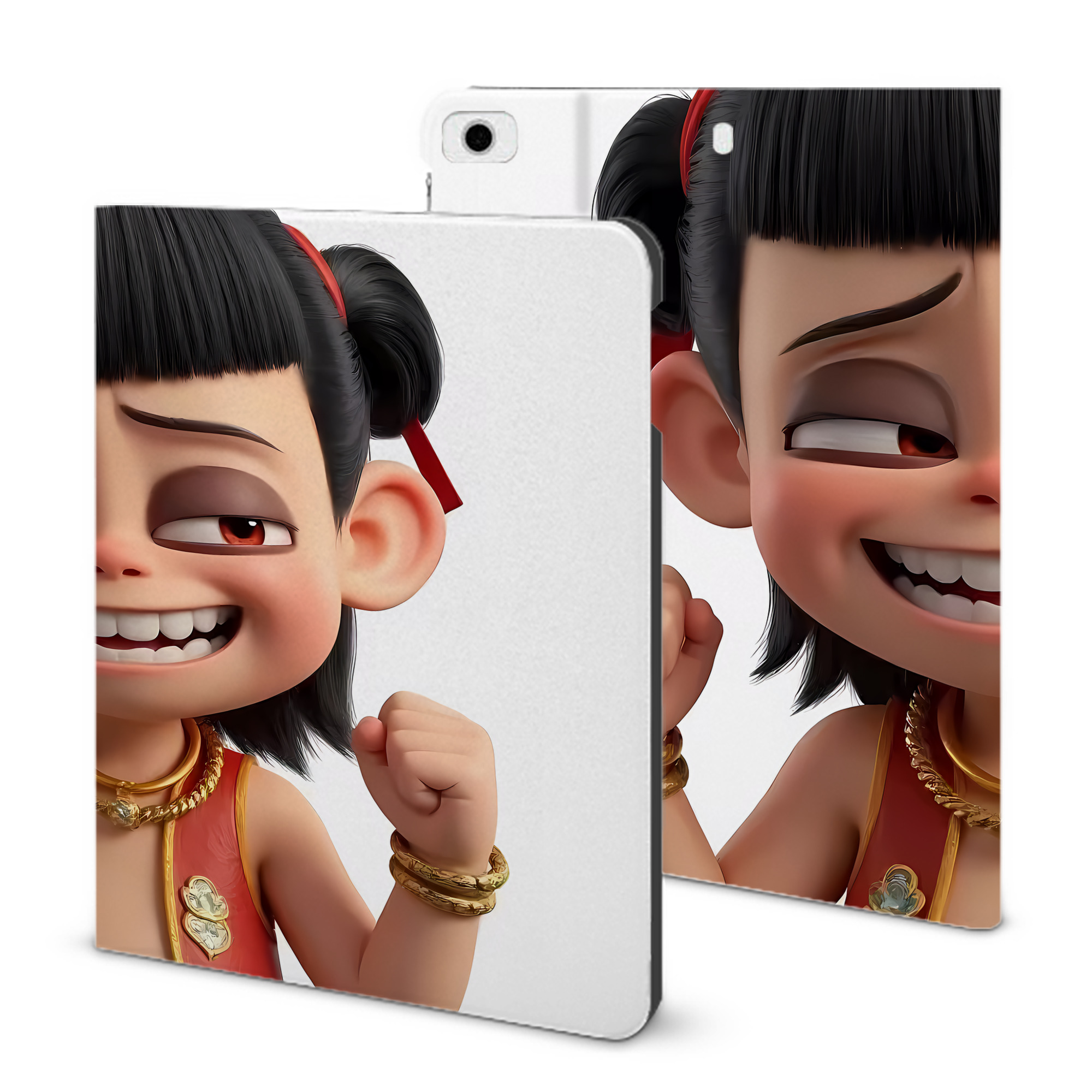 （画像用） Ne Zha 2 ナタ 魔童の大暴れ IPad ケース ブック型 PUレザー TPU 耐衝撃 軽量 薄型 ペン収納なし 全面保護 IPad 各モデル対応